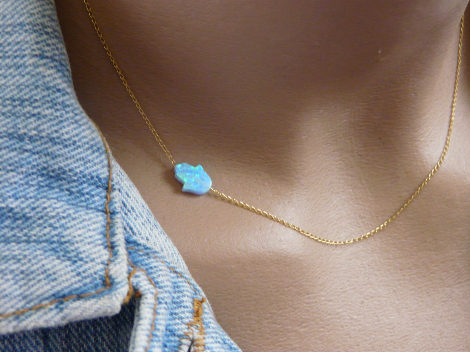 Opal sideways necklace - OpaLandJewelry