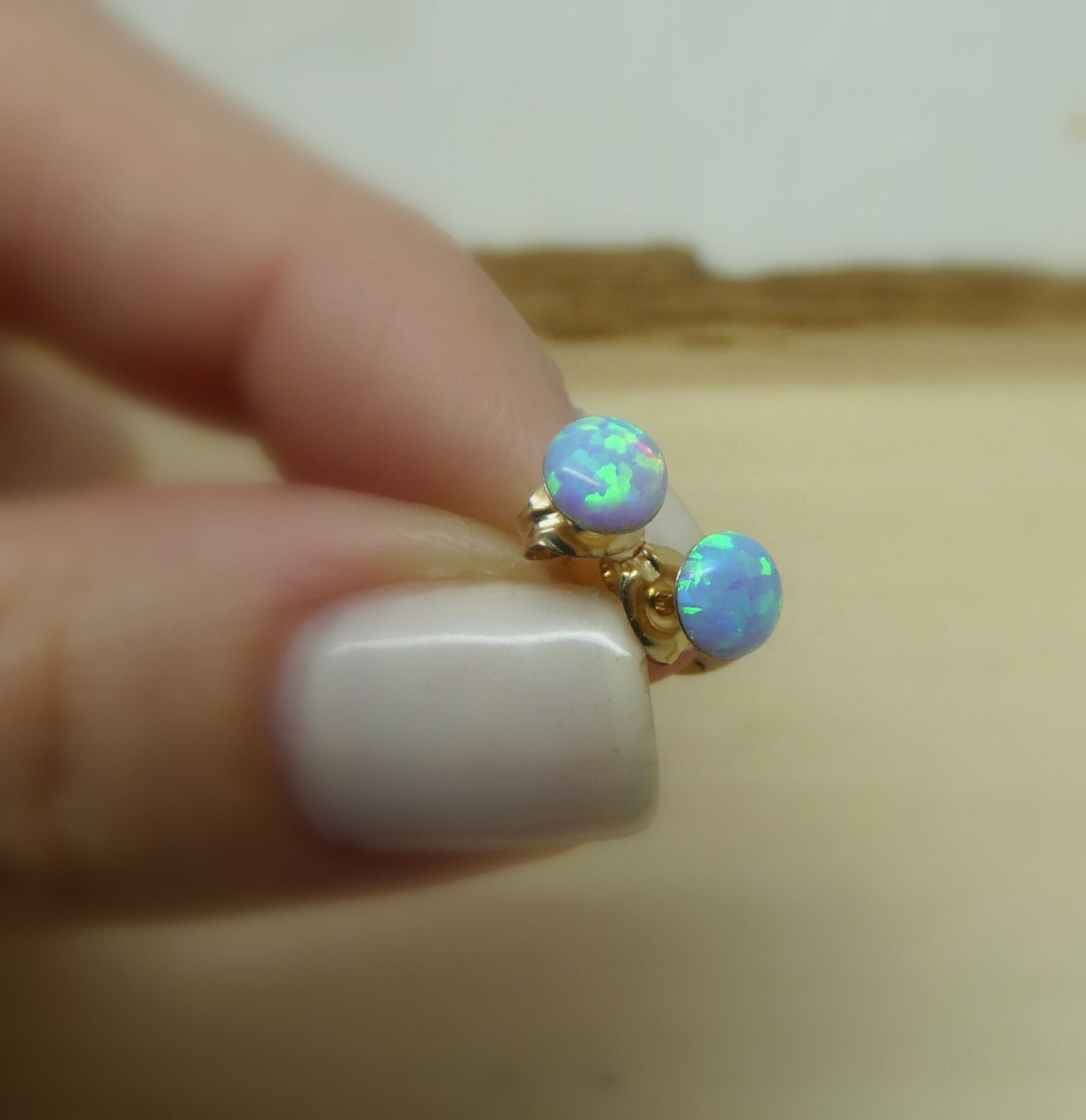 Gold Filled Opal stud earrings - OpaLandJewelry