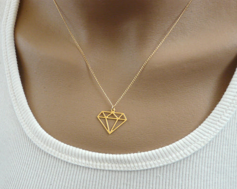 Diamond geometric necklace - OpaLandJewelry