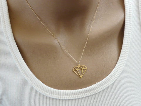 Diamond geometric necklace - OpaLandJewelry