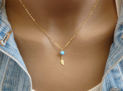 Leaf opal necklace - OpaLandJewelry