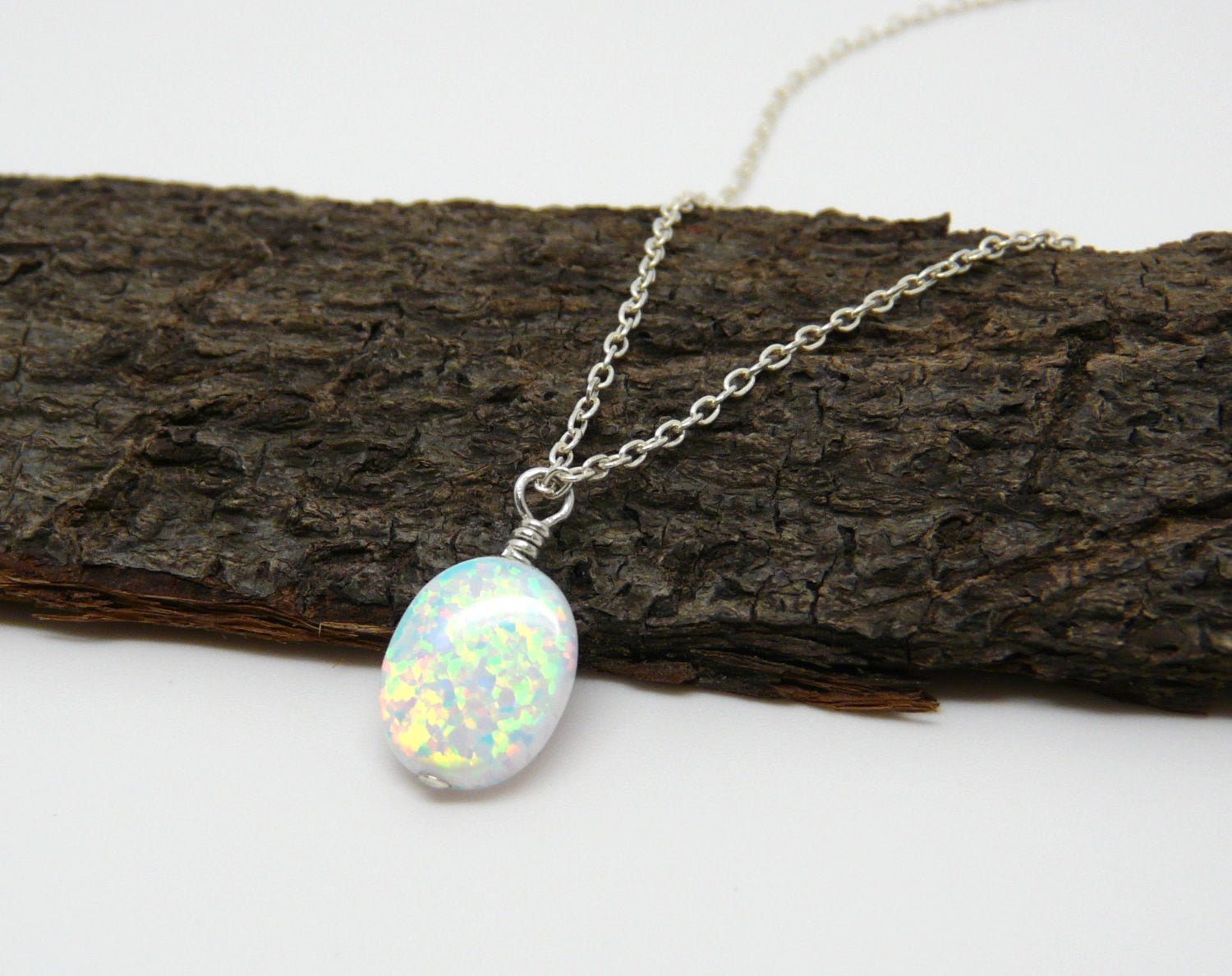 Rose gold wire wrapped Opal necklace - OpaLandJewelry