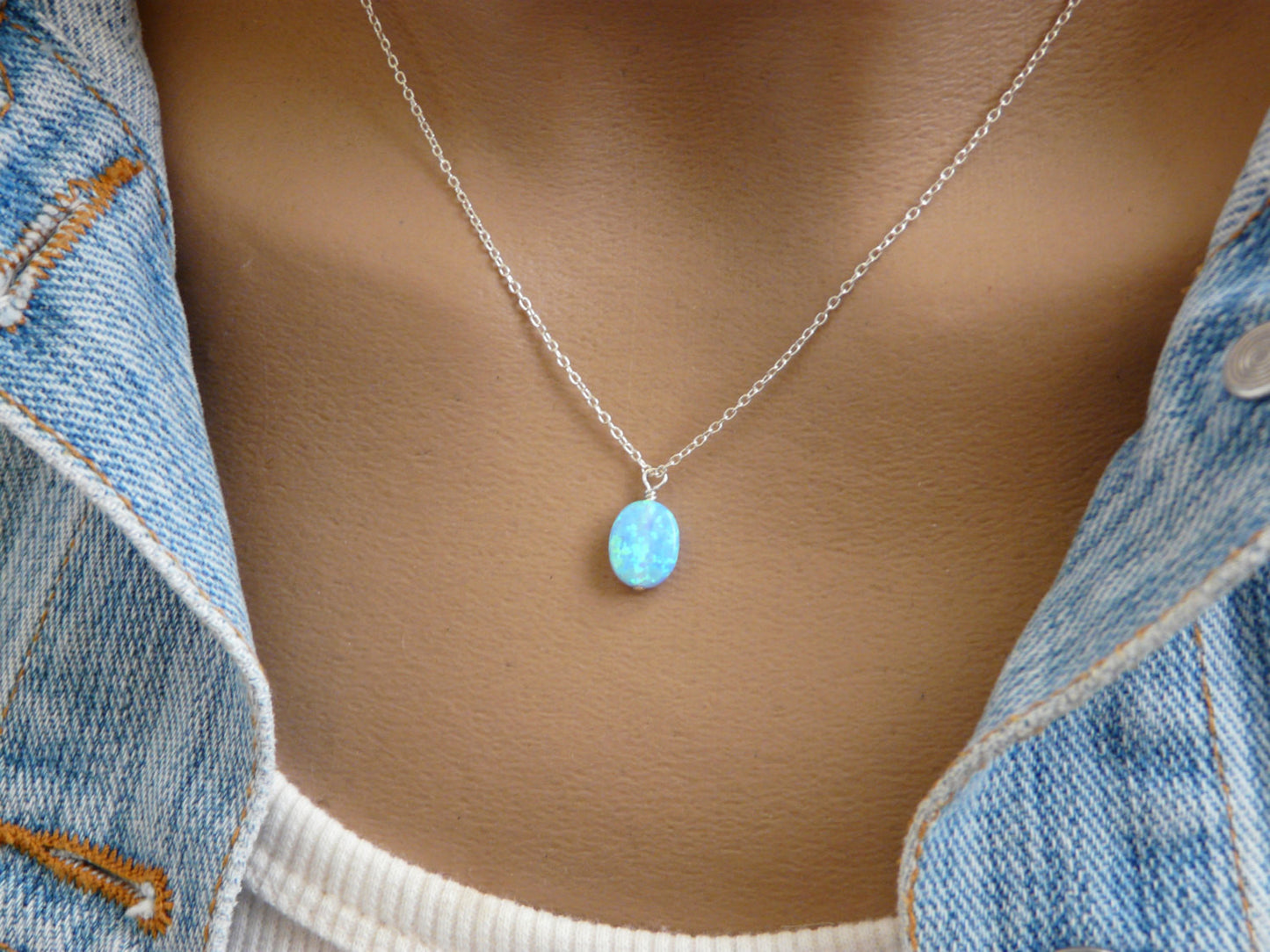 Rose gold wire wrapped Opal necklace - OpaLandJewelry