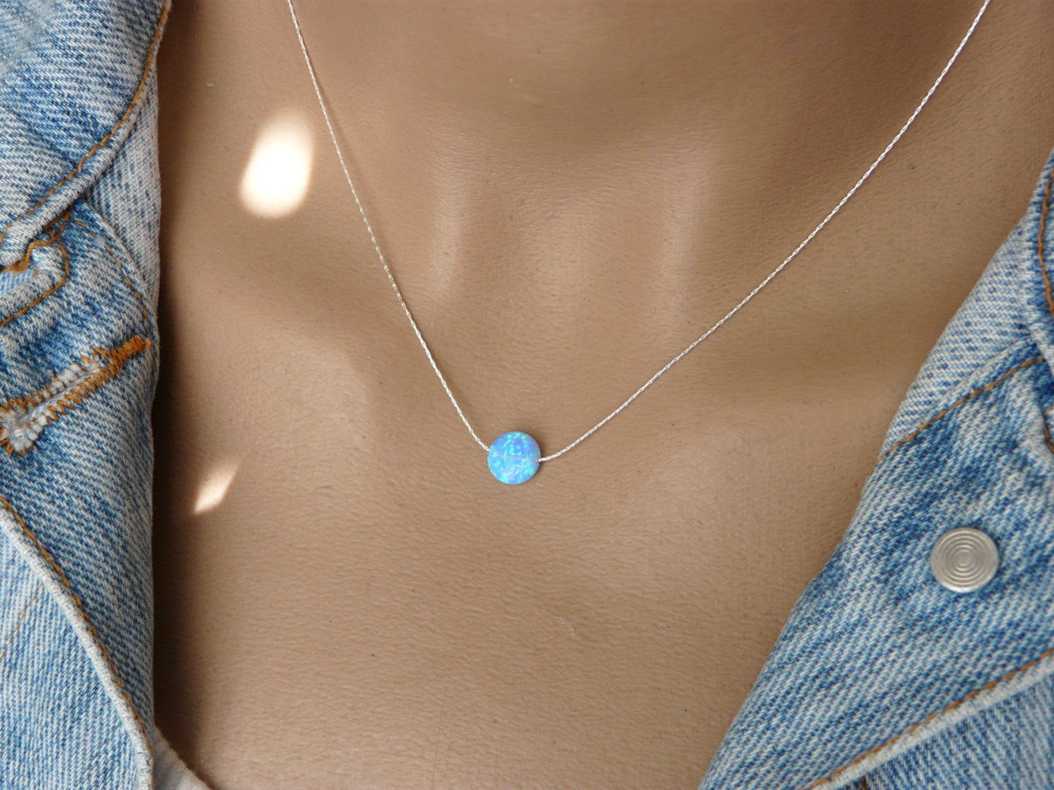Tiny Opal coin necklace - OpaLandJewelry