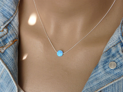 Tiny Opal coin necklace - OpaLandJewelry