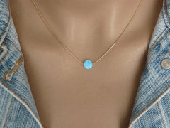 Tiny Opal coin necklace - OpaLandJewelry
