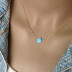 Tiny Opal coin necklace - OpaLandJewelry