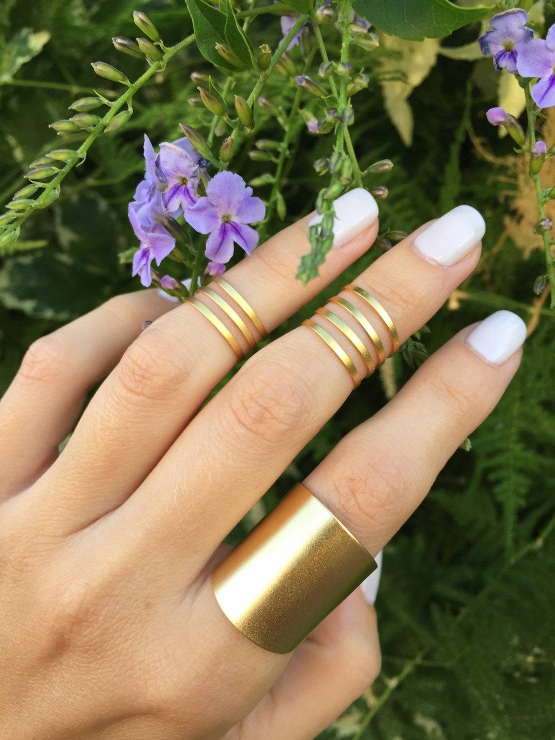 Set of Matte Gold rings - OpaLandJewelry