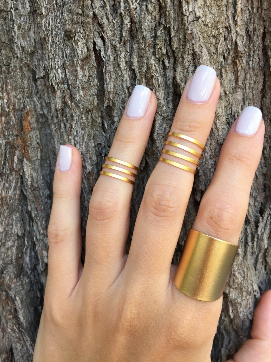 Set of Matte Gold rings - OpaLandJewelry