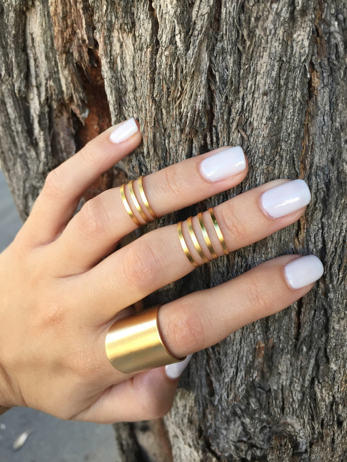 Set of Matte Gold rings - OpaLandJewelry