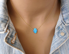 Opal Hamsa necklace - OpaLandJewelry