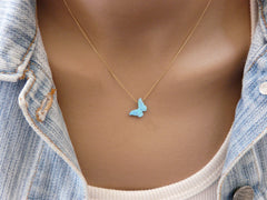 Opal butterfly necklace - OpaLandJewelry