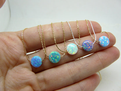 Tiny Opal coin necklace - OpaLandJewelry